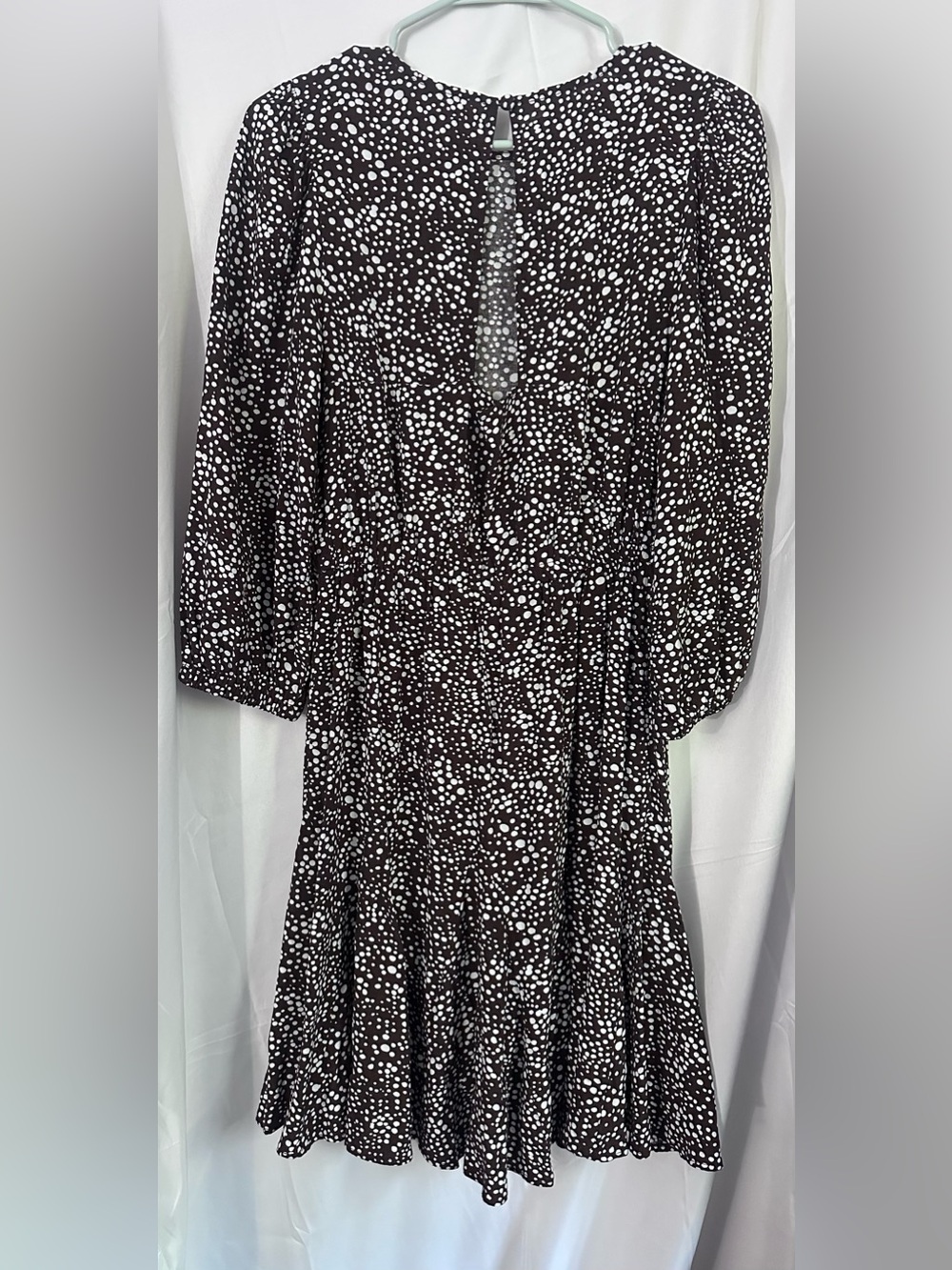 LOFT Black Dress with White Dot Pattern, Long Sleeve - Picture 4 of 5